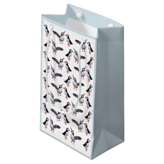 Puffin Frenzy Gift Bag Klein Cadeauzakje (Voorkant Gekanteld)