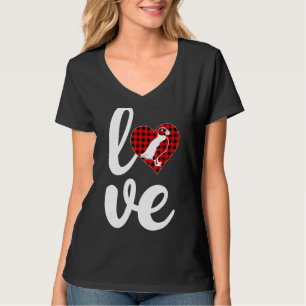 Puffin Funny Buffalo Plaid Liefde Puffin Valentijn T-shirt