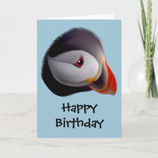 Puffin Happy Birthday Kaart (Voorkant)