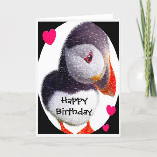Puffin Hearts Bonne carte d'anniversaire