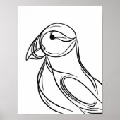 Puffin Line Art | Affiche irlandaise sur les oisea (Devant)