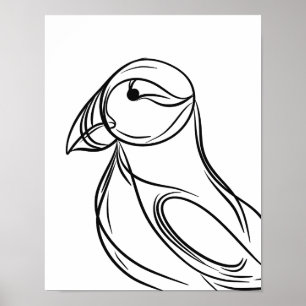 Puffin Line Art   Affiche irlandaise sur les oisea
