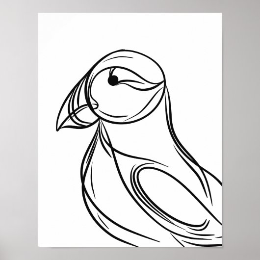 Puffin Line Art | Affiche irlandaise sur les oisea (Devant)