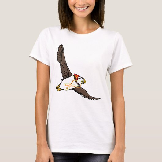 Puffin met een Pet van brei-Pet T-shirt (Voorkant)