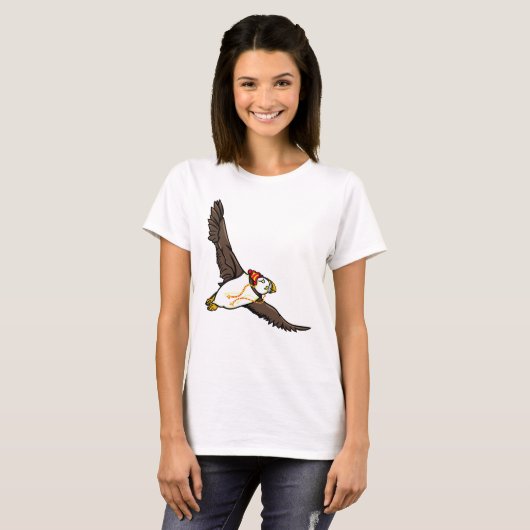 Puffin met een Pet van brei-Pet T-shirt (Voorkant volledig)
