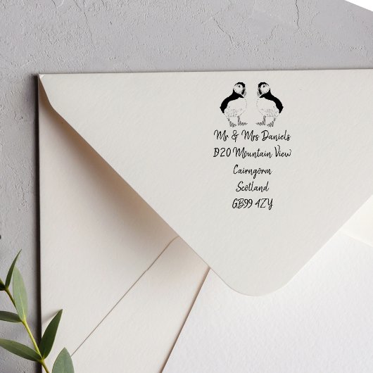Puffin Mr & Mrs Retouradres Rubber Stamp Rubberstempel