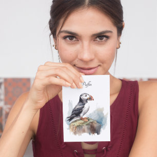 Puffin op een Rock Waterverf, op maat Briefkaart