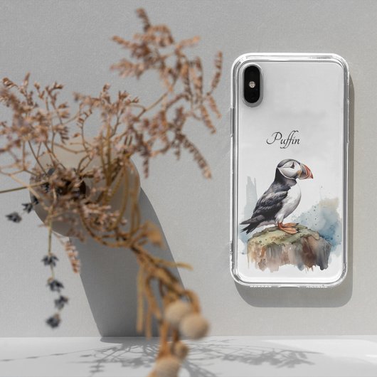 Puffin op een Rock Waterverf, op maat Case-Mate iPhone Case