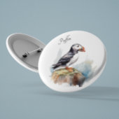 Puffin op een Rock Waterverf, op maat Ronde Button 3,2 Cm