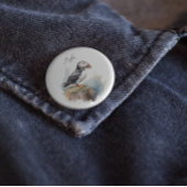 Puffin op een Rock Waterverf, op maat Ronde Button 3,2 Cm