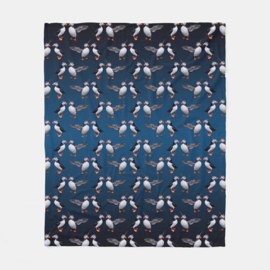 Puffin Pals Fleece Blanket (Donkerblauwe mix) (Voorkant)