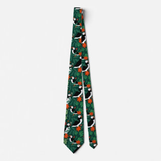 Puffin Pattern Lush Green Stropdas