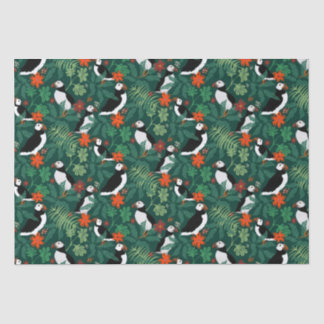 Puffin Pattern Lush Green Tissuepapier