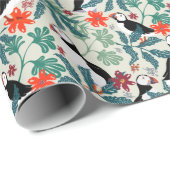 Puffin Pattern Warm Beige Cadeaupapier (Rol Hoek)