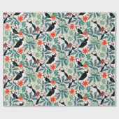 Puffin Pattern Warm Beige Cadeaupapier (Vlak)