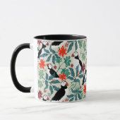 Puffin Pattern Warm Beige Mok (Links)