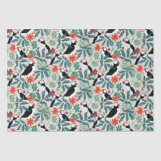Puffin Pattern Warm Beige Tissuepapier