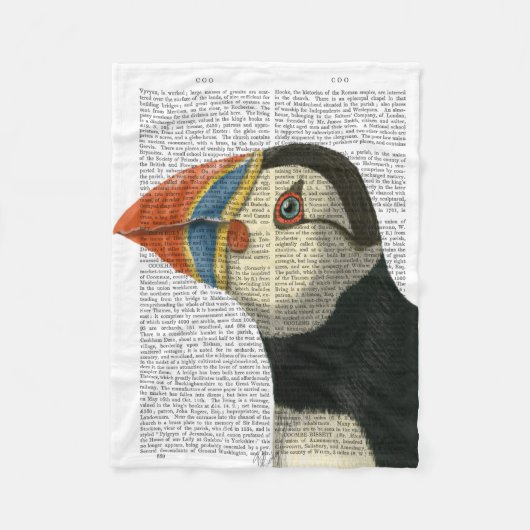 Puffin Portrait Fleece Deken (Voorkant)