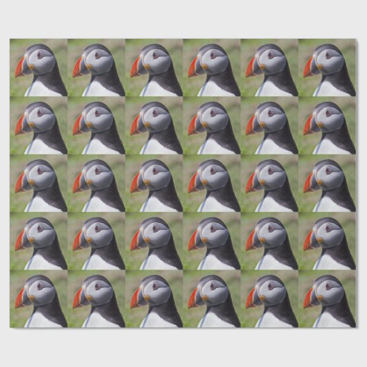 Puffin Portrait Wrapping Paper Cadeaupapier (Vlak)