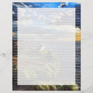 Puffin Rock Lined - 8.5" x 11" briefpapier blad