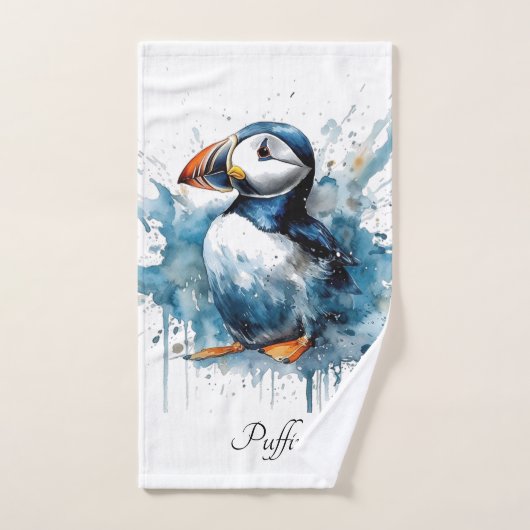 Puffin Splash, aangepast Bad Handdoek (Handdoek)