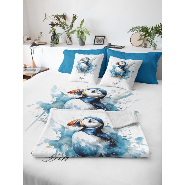 Puffin Splash, aangepast Kussen (Creator heeft geüpload)