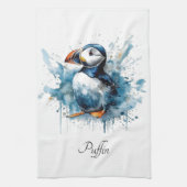 Puffin Splash, aangepast Theedoek (Verticaal)