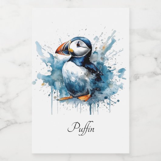 Puffin Splash, aangepast Voedselcontainer Etiket (Enkel label)