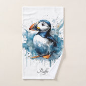 Puffin Splash, personnalisé (Serviette à main)
