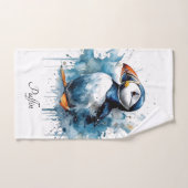 Puffin Splash, personnalisé (Serviette à main)