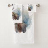 Puffin sur une aquarelle rocheuse, personnalisé (En situation)