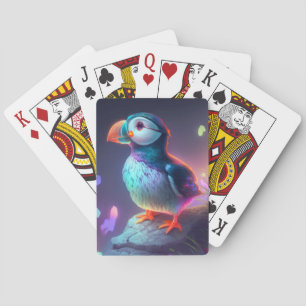 Puffin Vogel Dierportret Schilderen Bos Spirit Pokerkaarten