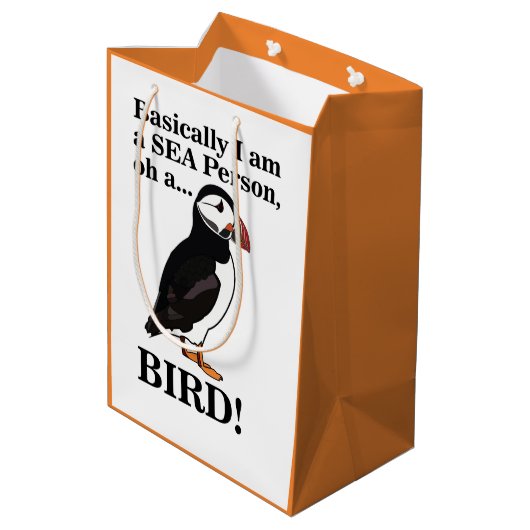 Puffin vogel zeevogel grappige verjaardag medium cadeauzakje (Achterkant Gekanteld)