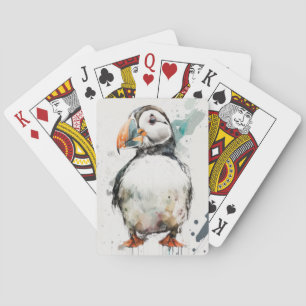 Puffin Vogelportret Dierlijke Schilderij Wildlife Pokerkaarten