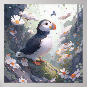 Puffin Vogelportret Dierlijke Schilderij Wildlife Poster