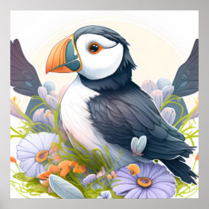 Puffin Vogelportret Dierlijke Schilderij Wildlife Poster