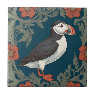 Puffin William Morris stijl Rechter Zee Marine Bir Tegeltje
