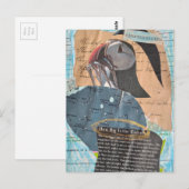 Puffin With Fish Mixed Media Collage Briefkaart (Voorkant / Achterkant)
