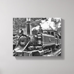 Puffing Billy Old Fashioned Steam Train Canvas Afdruk