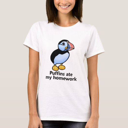 Puffins Ate my Homework T-shirt (Voorkant)