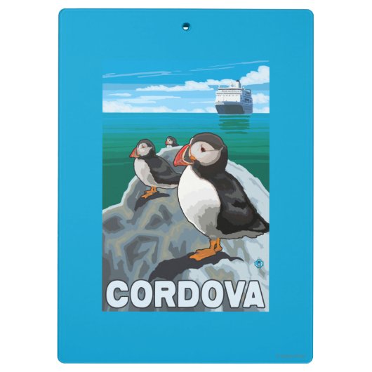 Puffins & Cruise Ship - Cordova, Alaska Klembord (Achterkant)