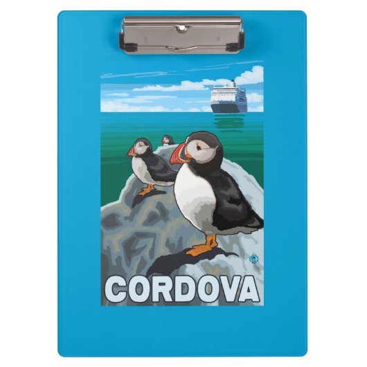Puffins & Cruise Ship - Cordova, Alaska Klembord (Voorkant)