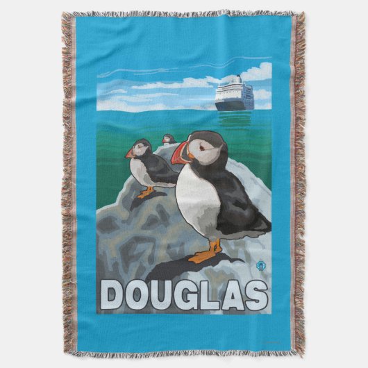 Puffins & Cruise Ship - Douglas, Alaska Deken (Voorkant Verticaal)