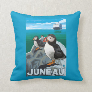 Puffins & Cruise Ship - Juneau, Alaska Kussen