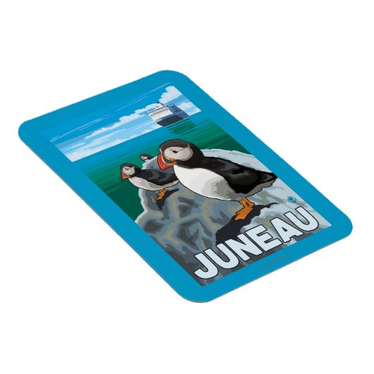 Puffins & Cruise Ship - Juneau, Alaska Magneet (Rechterzijde)