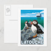 Puffins & Cruise Ship - Latouche, Alaska Briefkaart (Voorkant / Achterkant)