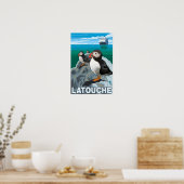 Puffins & Cruise Ship - Latouche, Alaska Poster (Keuken)