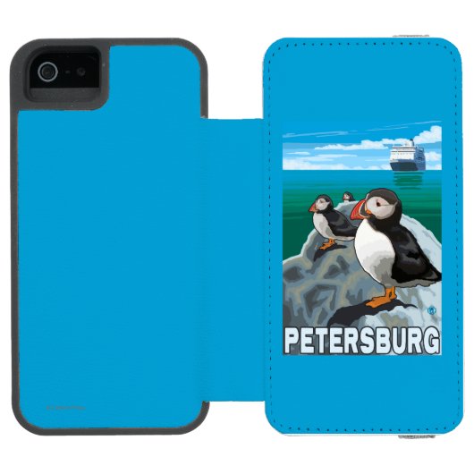 Puffins & Cruise Ship - Petersburg, Alaska Incipio iPhone Portemonnee Hoesje (Agenda Open)