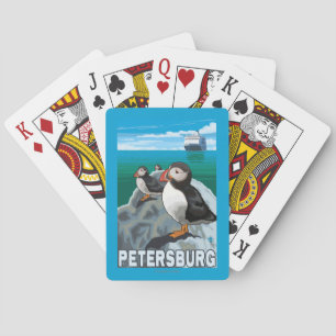 Puffins & Cruise Ship - Petersburg, Alaska Speelkaarten