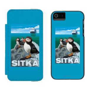 Puffins & Cruise Ship - Sitka, Alaska